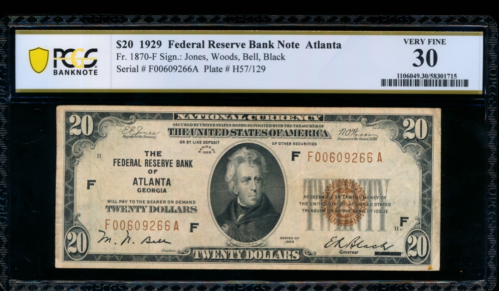 Fr. 1870-F 1929 $20  FRBN Atlanta PCGS 30 comment F00609266A