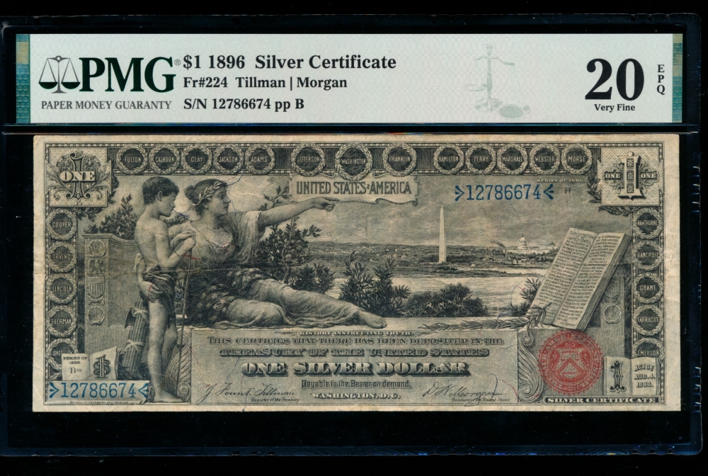 Fr. 224 1896 $1  Silver Certificate  PMG 20EPQ 12786674