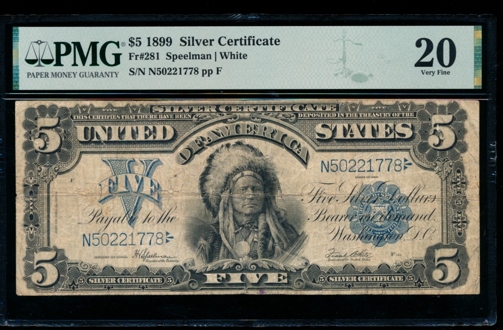Fr. 281 1899 $5  Silver Certificate  PMG 20 N50221778