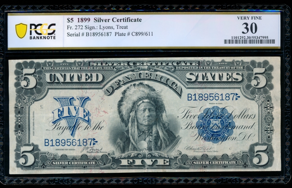 Fr. 272 1899 $5  Silver Certificate  PCGS 30 B18956187
