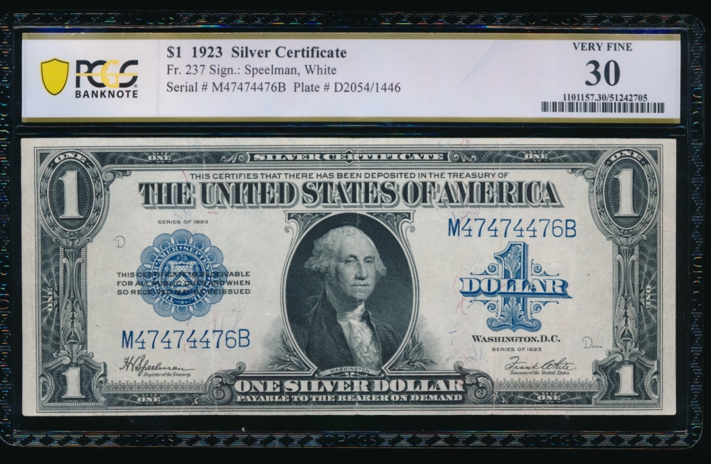 Fr. 237 1923 $1  Silver Certificate  PCGS 30 M47474476B