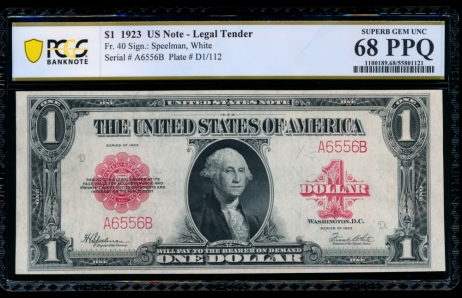 Fr. 40 1923 $1  Legal Tender  PCGS 68PPQ A6556B