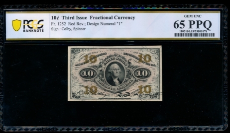 Fr. 1252  $0.10  Fractional Third Issue: Number 