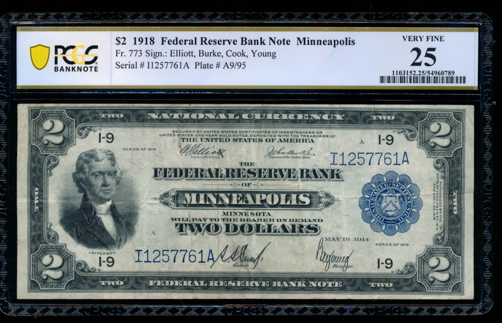Fr. 773 1918 $2  FRBN Minneapolis PCGS 25 I1257761A
